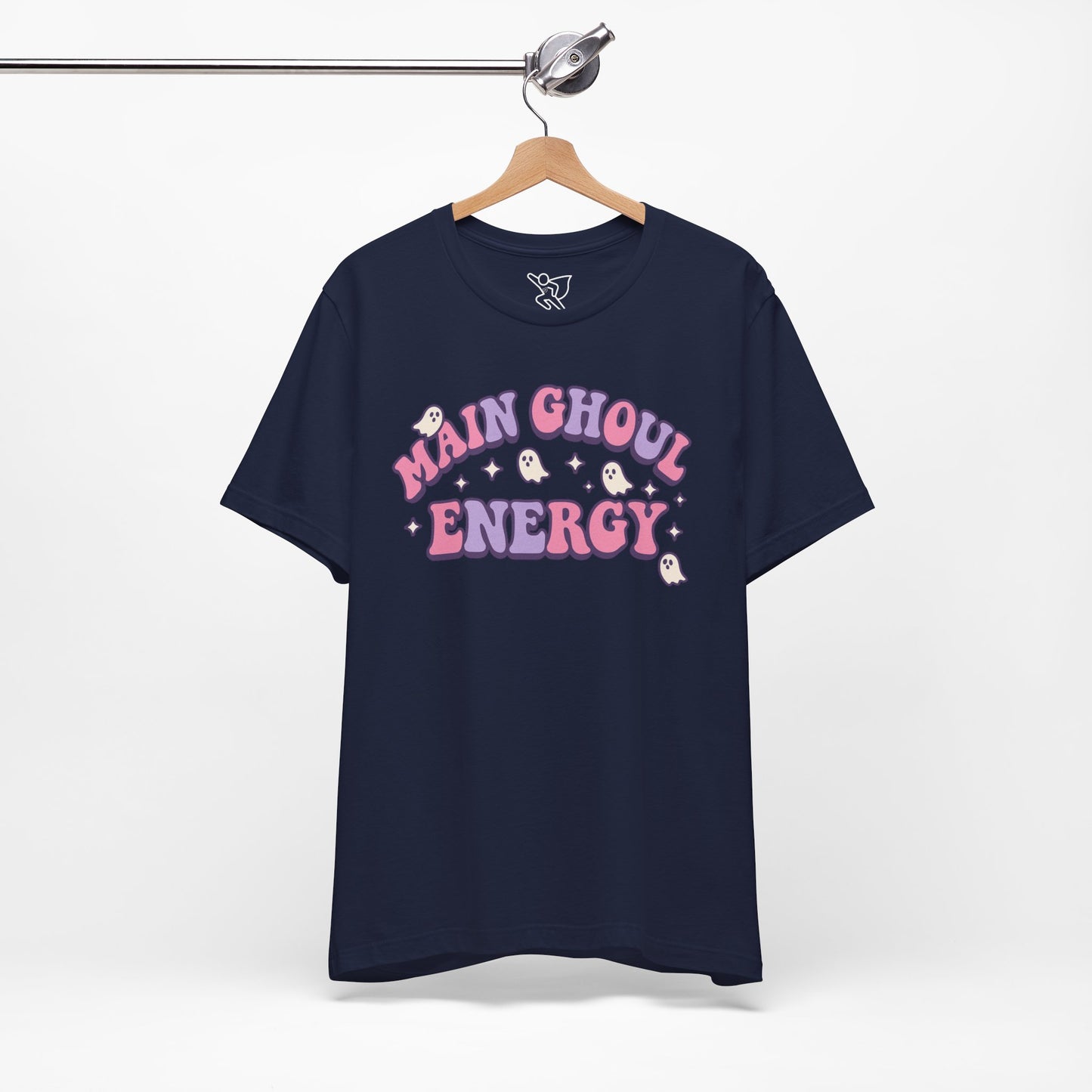 "Main Ghoul Energy" Unisex Short Sleeve T-Shirt, Halloween Party Shirt, Cute Graphic Tee, Gift for Ghost Lovers, Trendy Casual Wear