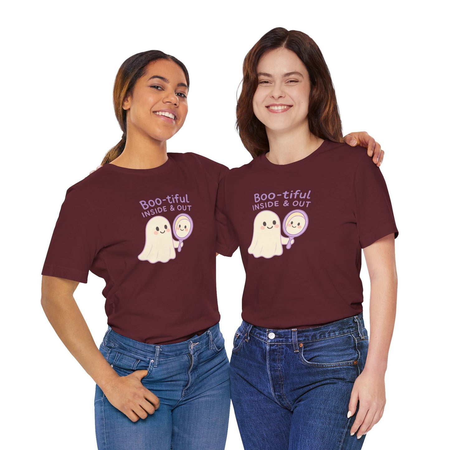 "Boo-tiful Inside Out" Ghost Tee, Cute Halloween Shirt, Unisex Short Sleeve T-Shirt, Fall Apparel, Spooky Vibes, Gift for Halloween Lovers