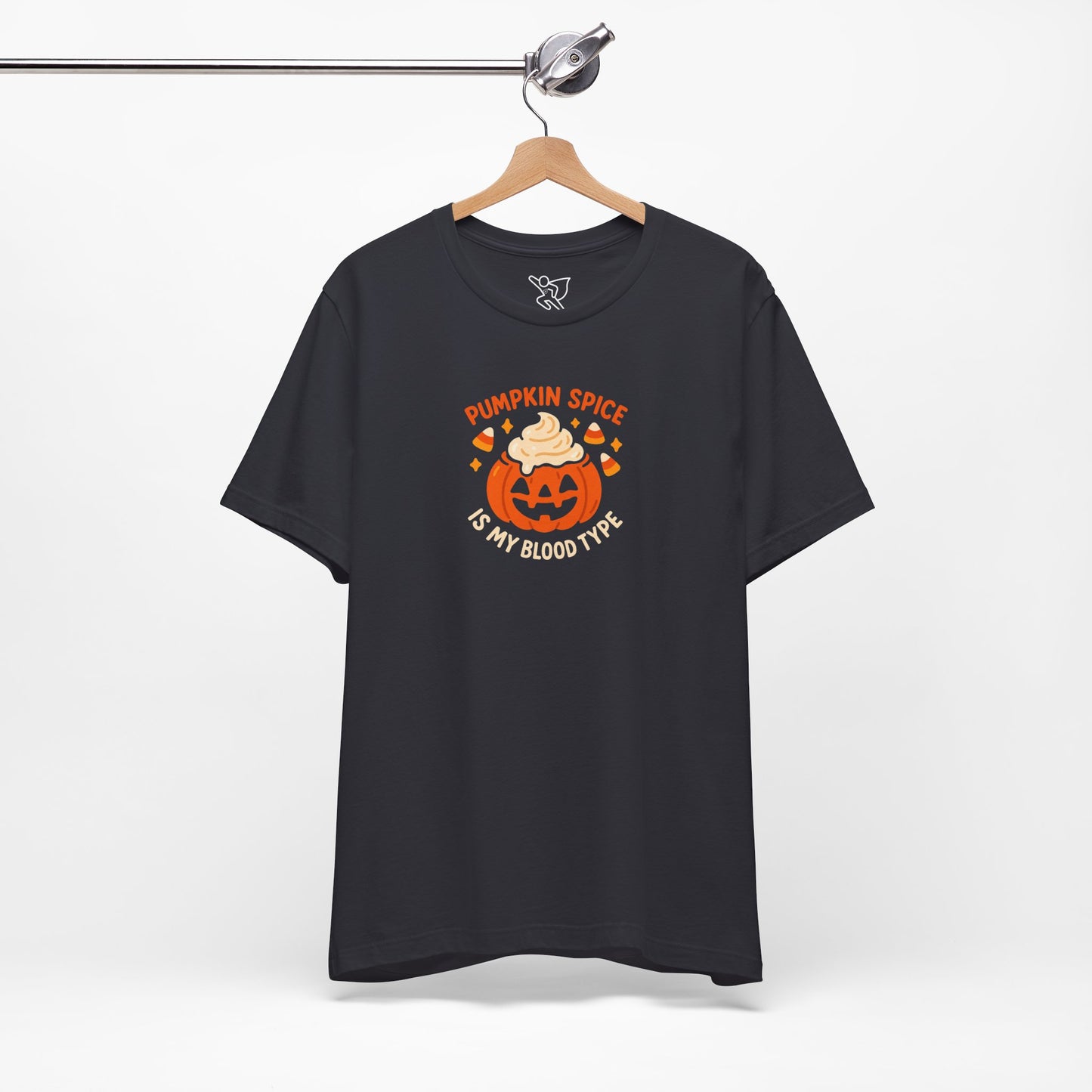 "Pumpkin Spice is My Blood Type" Short Sleeve Tee Fall Fashion, Halloween Shirt, Coffee Lover Gift, Autumn Wardrobe, Seasonal Tee