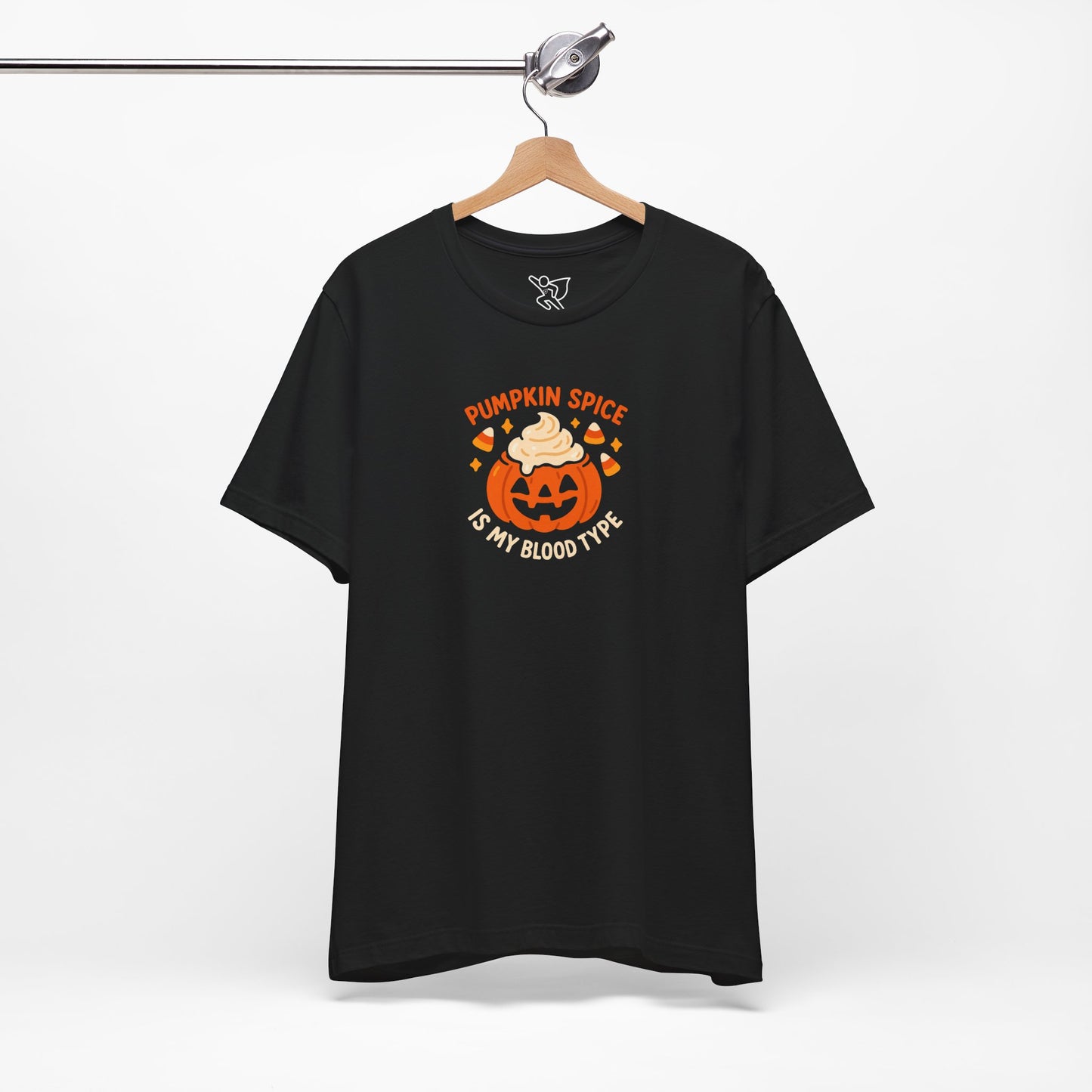 "Pumpkin Spice is My Blood Type" Short Sleeve Tee Fall Fashion, Halloween Shirt, Coffee Lover Gift, Autumn Wardrobe, Seasonal Tee