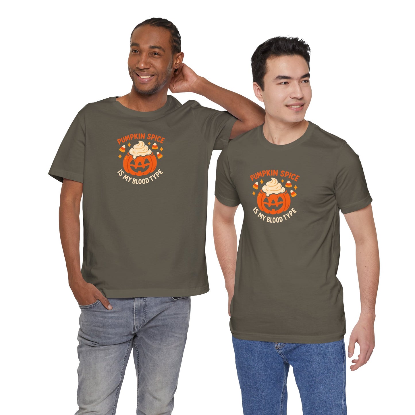 "Pumpkin Spice is My Blood Type" Short Sleeve Tee Fall Fashion, Halloween Shirt, Coffee Lover Gift, Autumn Wardrobe, Seasonal Tee