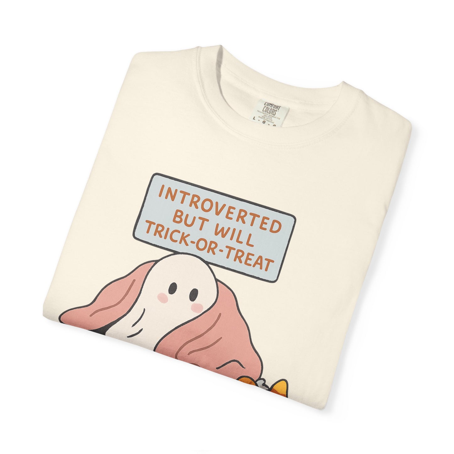 "Introverted But Will Trick or Treat" Unisex Halloween Tee, Funny Trick-or-Treat Shirt, Spooky Season Apparel, Gift for Introverts