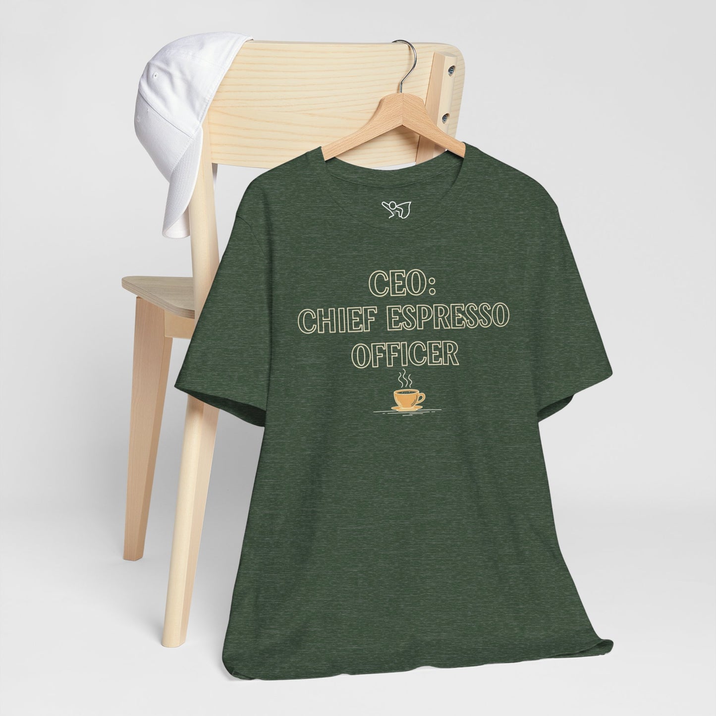 "CEO: Chief Espresso Officer" CW-1 Unisex Jersey T-Shirt for Baristas, Funny Coffee Shirt for Gifts, Perfect for Birthdays, Coffee Shop Outfits