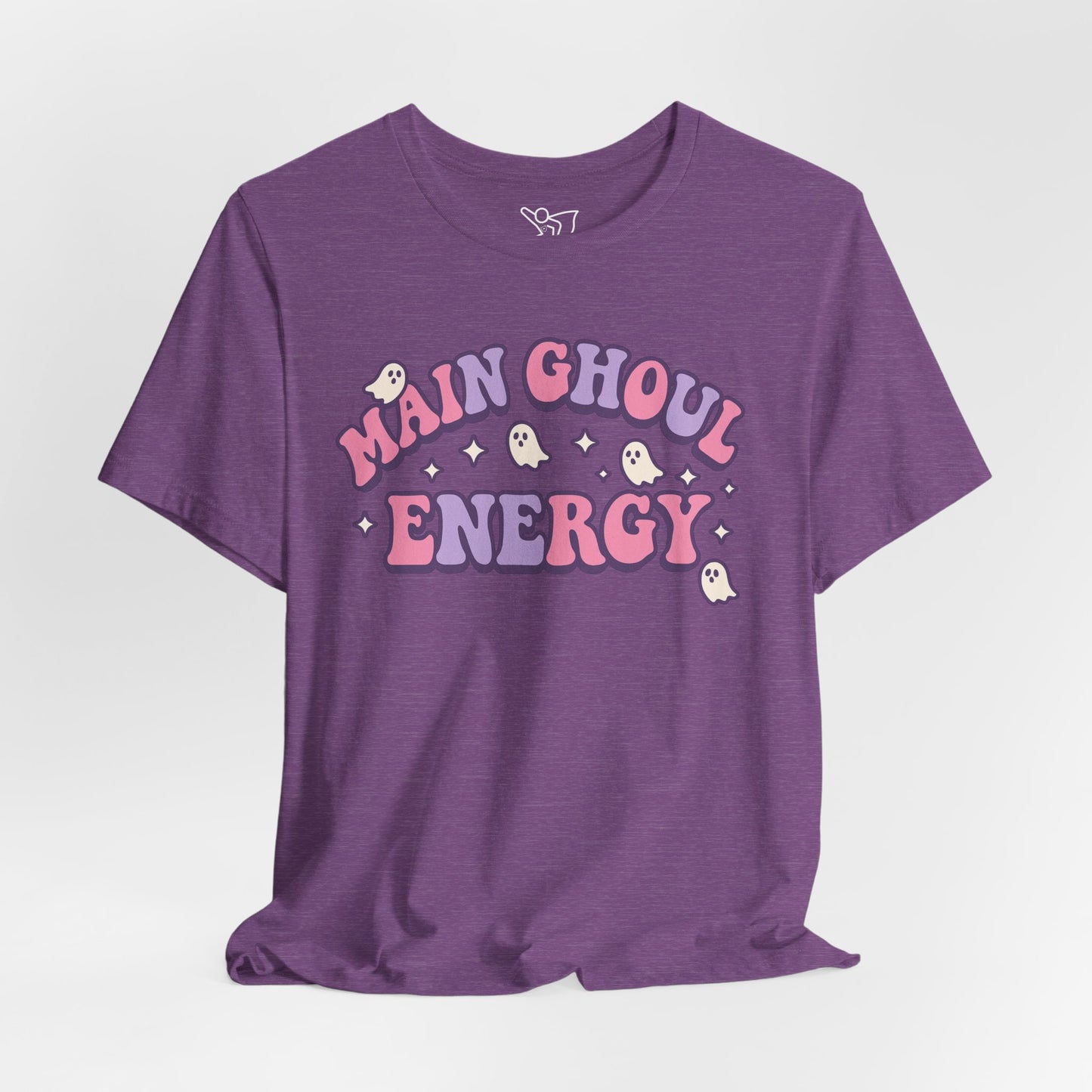 "Main Ghoul Energy" Unisex Short Sleeve T-Shirt, Halloween Party Shirt, Cute Graphic Tee, Gift for Ghost Lovers, Trendy Casual Wear