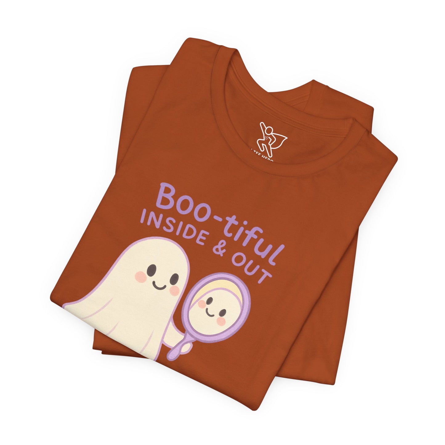 "Boo-tiful Inside Out" Ghost Tee, Cute Halloween Shirt, Unisex Short Sleeve T-Shirt, Fall Apparel, Spooky Vibes, Gift for Halloween Lovers