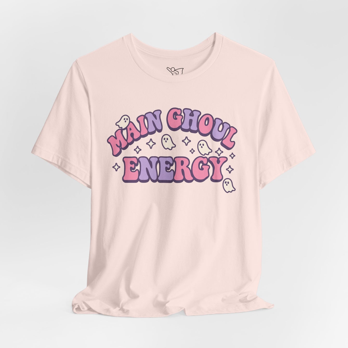 "Main Ghoul Energy" Unisex Short Sleeve T-Shirt, Halloween Party Shirt, Cute Graphic Tee, Gift for Ghost Lovers, Trendy Casual Wear