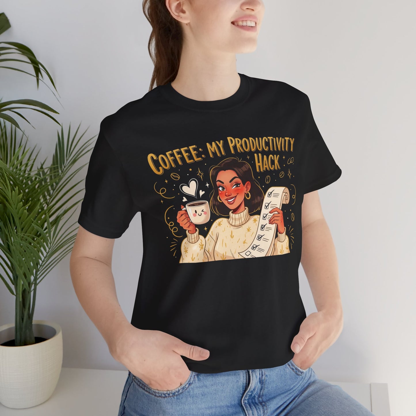 "Coffee: My Productivity Hack" Funny Tee, Gift for Coffee Lovers, Unisex Funny Shirt, Casual Wear, Quirky Gift Idea