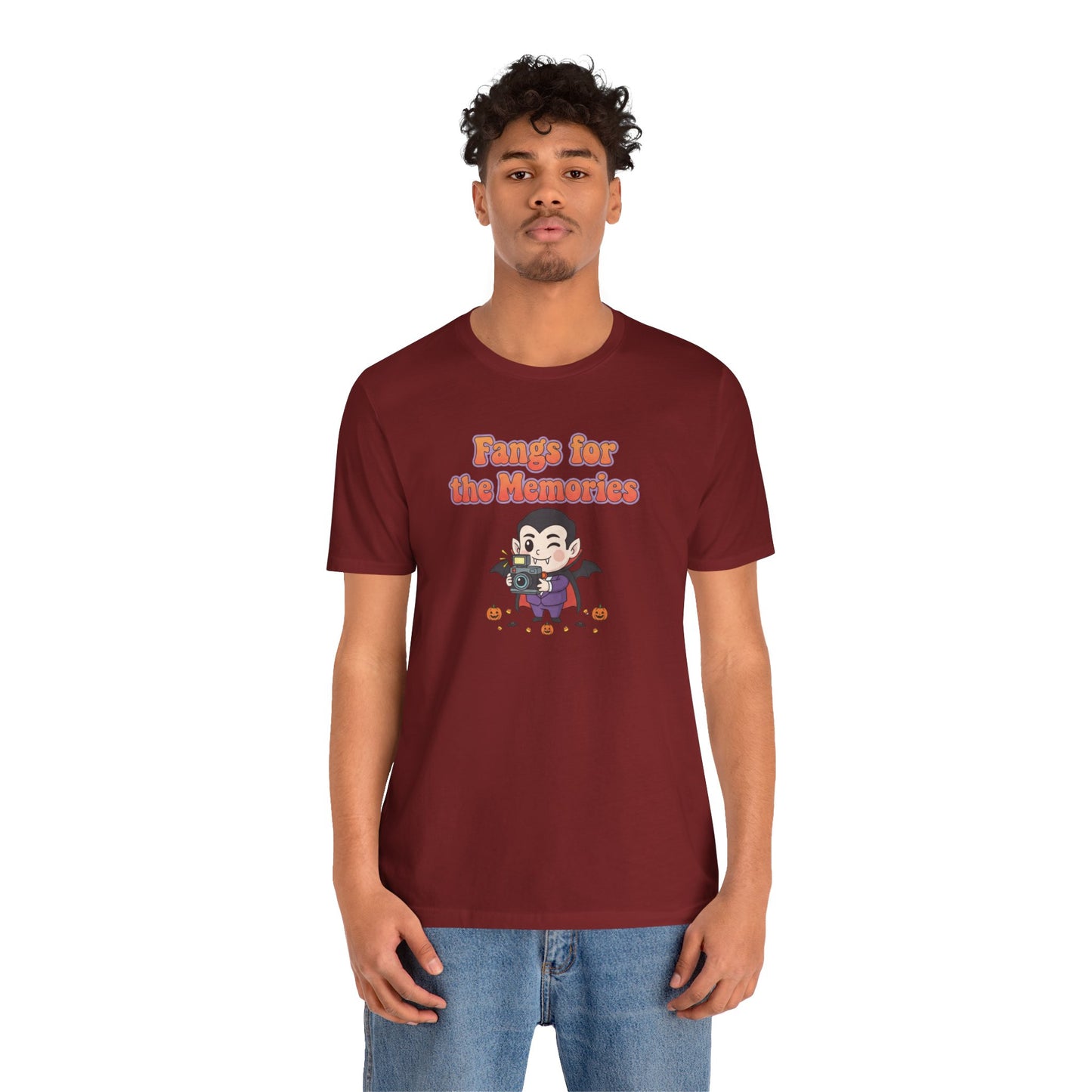 "Fangs for the Memories" Unisex Short Sleeve Shirt, Casual Halloween Outfit, Gift for Spooky Season, Halloween Shirt