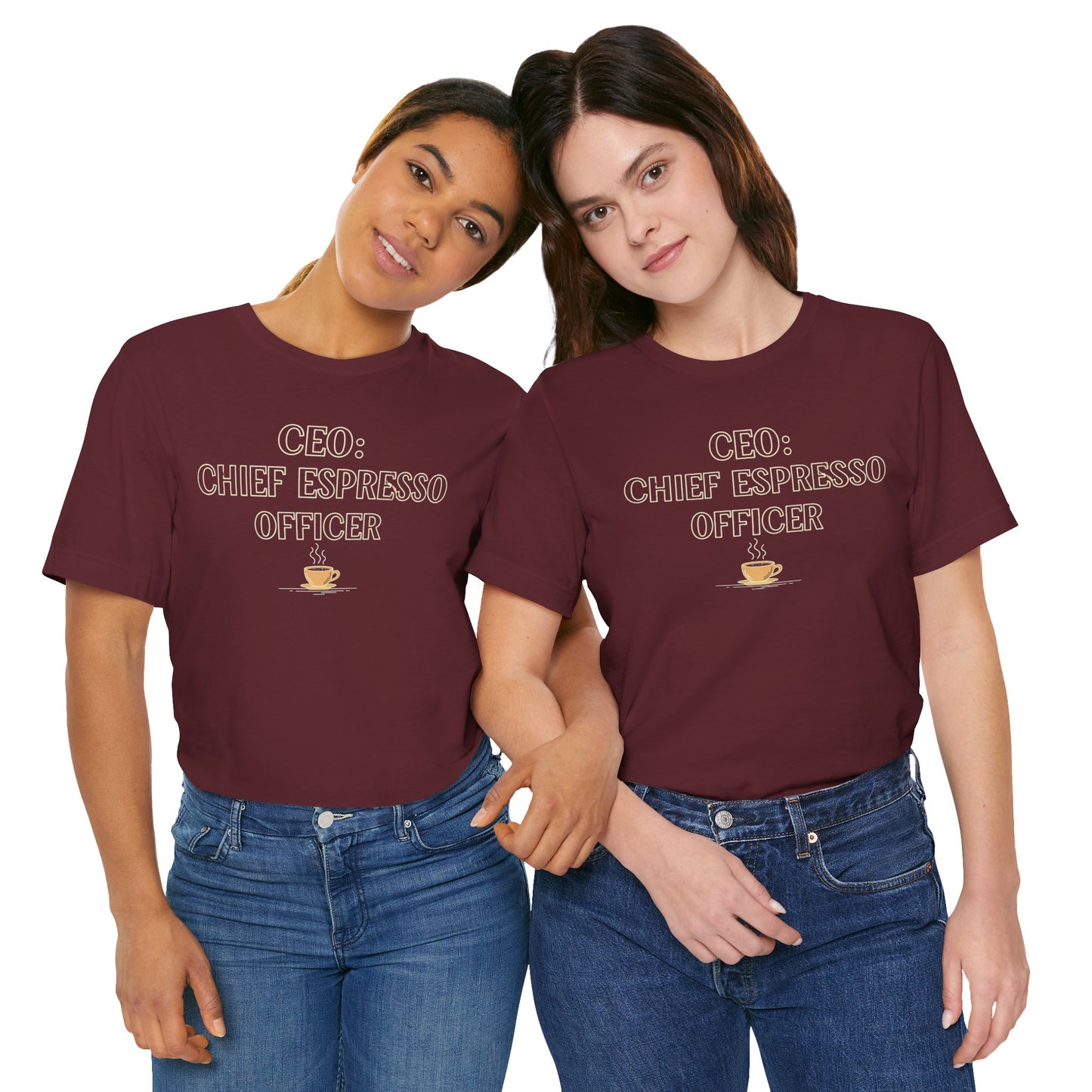 "CEO: Chief Espresso Officer" CW-1 Unisex Jersey T-Shirt for Baristas, Funny Coffee Shirt for Gifts, Perfect for Birthdays, Coffee Shop Outfits