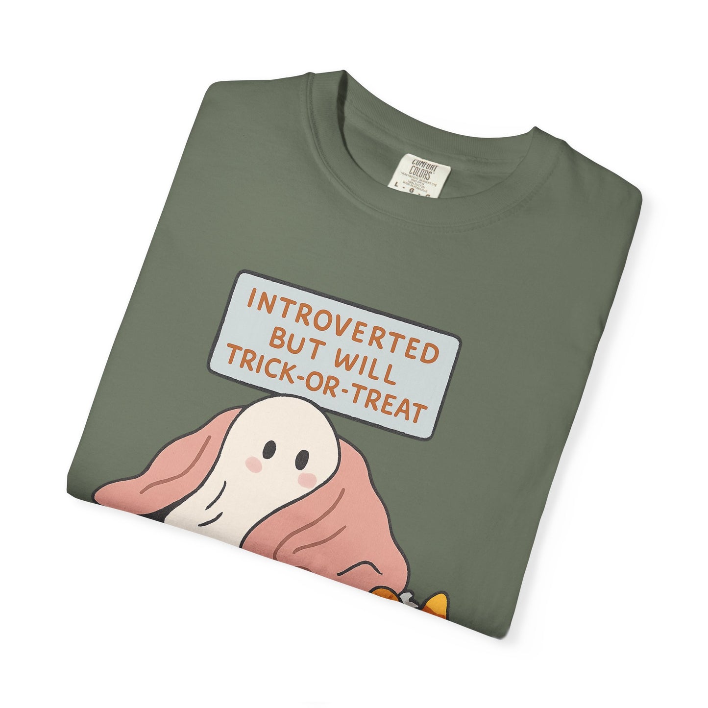 "Introverted But Will Trick or Treat" Unisex Halloween Tee, Funny Trick-or-Treat Shirt, Spooky Season Apparel, Gift for Introverts