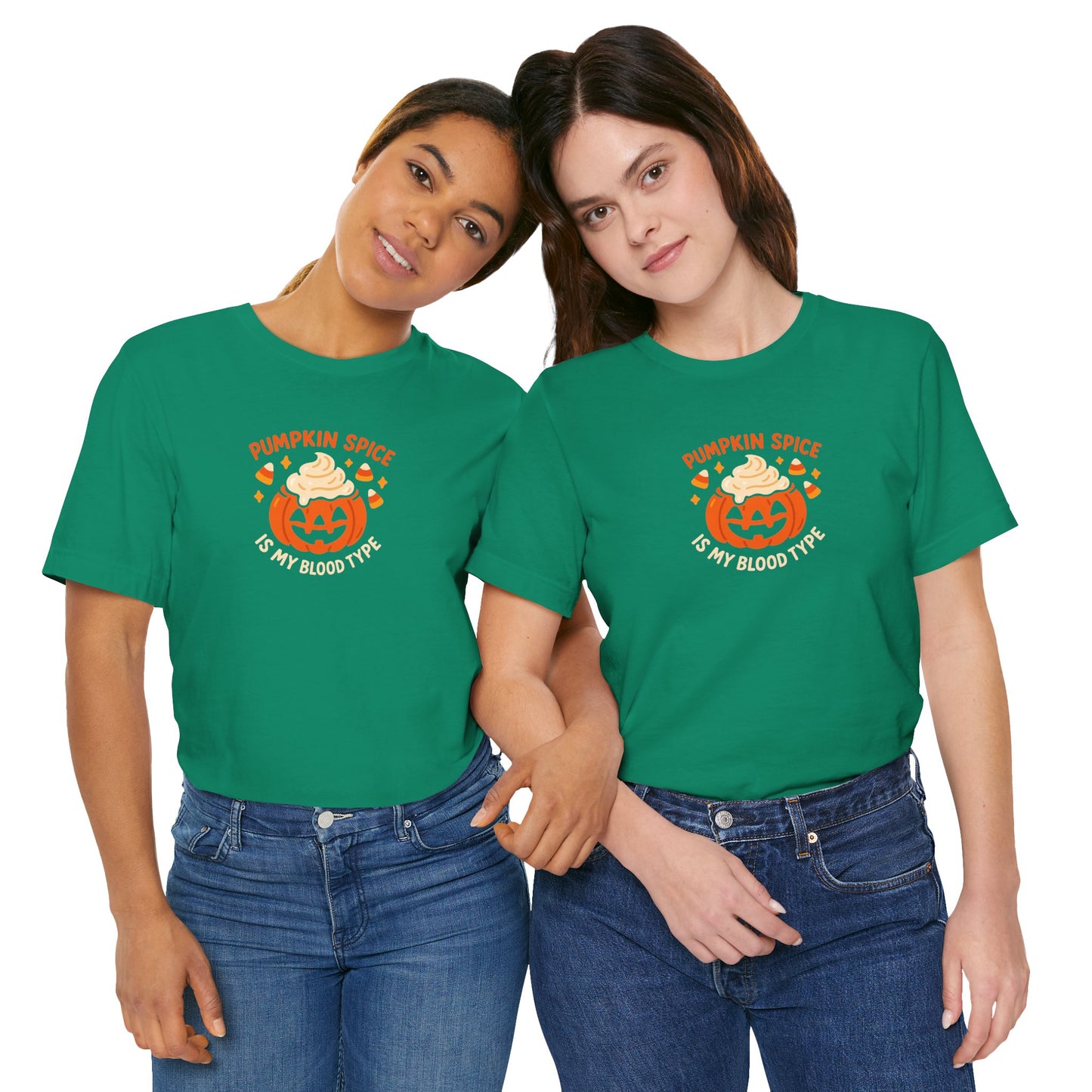 "Pumpkin Spice is My Blood Type" Short Sleeve Tee Fall Fashion, Halloween Shirt, Coffee Lover Gift, Autumn Wardrobe, Seasonal Tee
