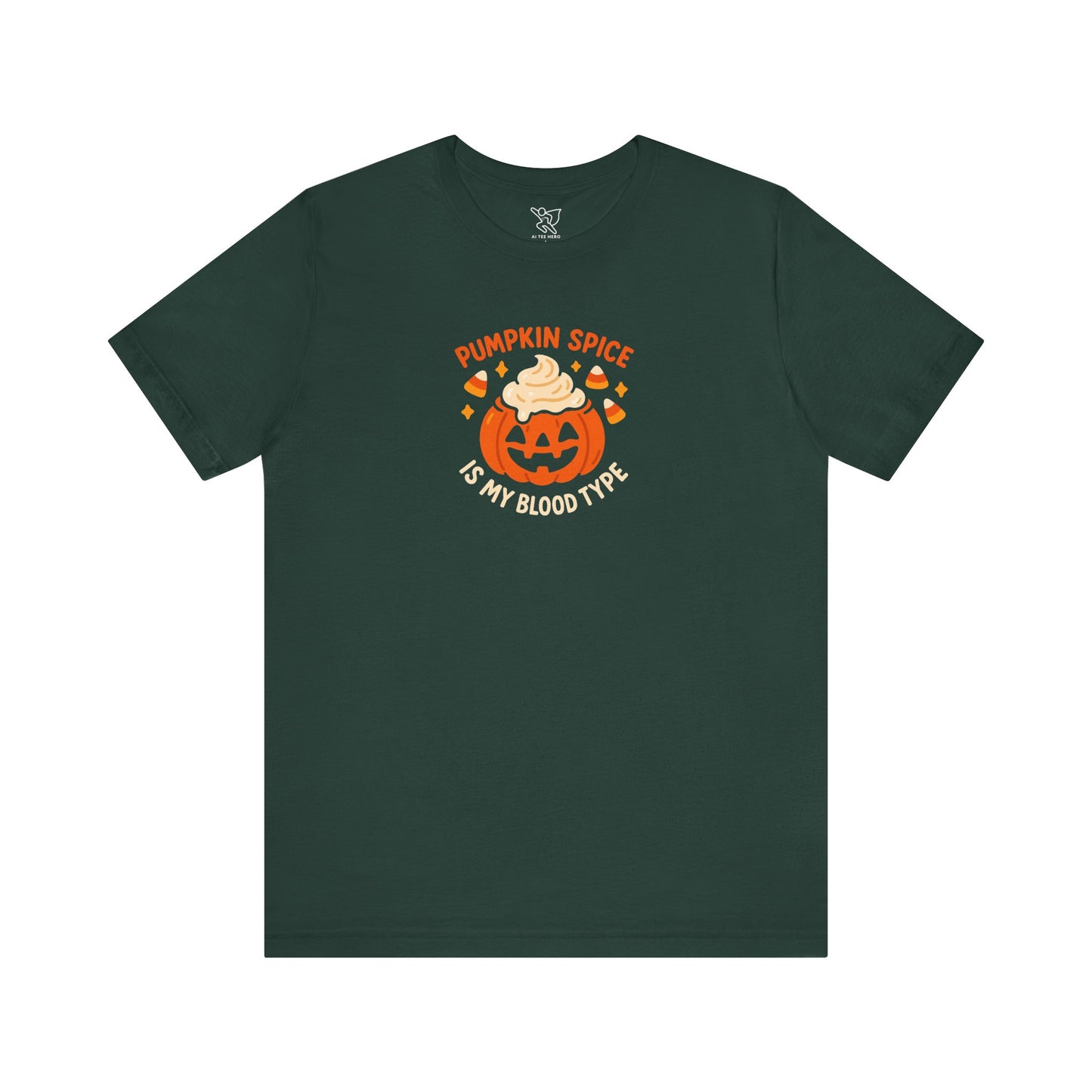 "Pumpkin Spice is My Blood Type" Short Sleeve Tee Fall Fashion, Halloween Shirt, Coffee Lover Gift, Autumn Wardrobe, Seasonal Tee