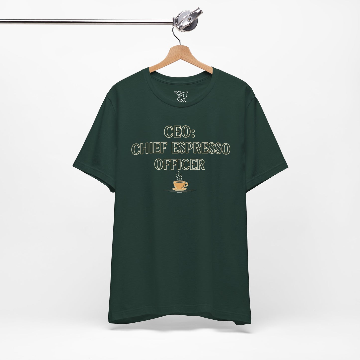 "CEO: Chief Espresso Officer" CW-1 Unisex Jersey T-Shirt for Baristas, Funny Coffee Shirt for Gifts, Perfect for Birthdays, Coffee Shop Outfits