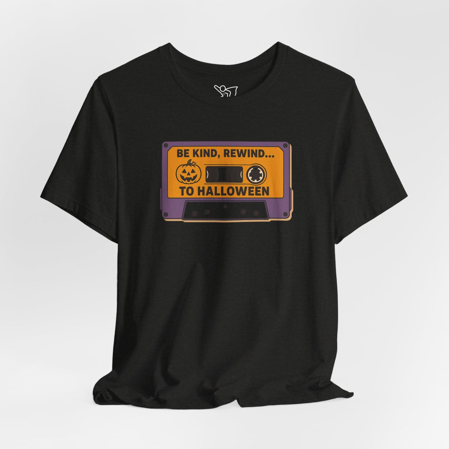 "Be Kind, Rewind to Halloween" T-Shirt, Unisex Casual Wear, Spooky Season Top, Vintage Style Shirt