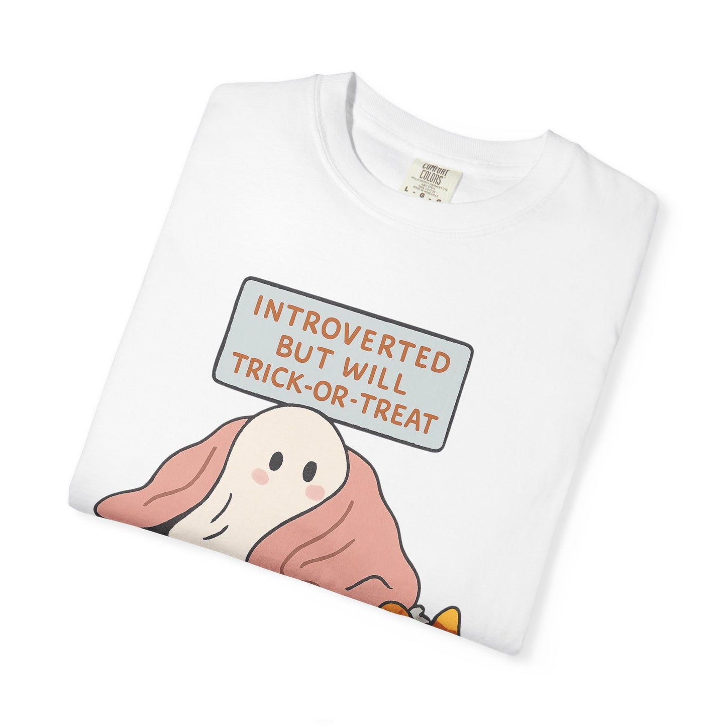 "Introverted But Will Trick or Treat" Unisex Halloween Tee, Funny Trick-or-Treat Shirt, Spooky Season Apparel, Gift for Introverts