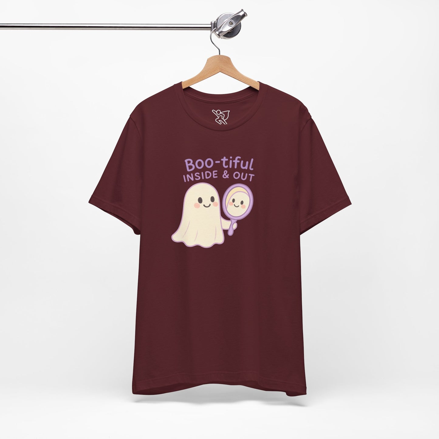 "Boo-tiful Inside Out" Ghost Tee, Cute Halloween Shirt, Unisex Short Sleeve T-Shirt, Fall Apparel, Spooky Vibes, Gift for Halloween Lovers