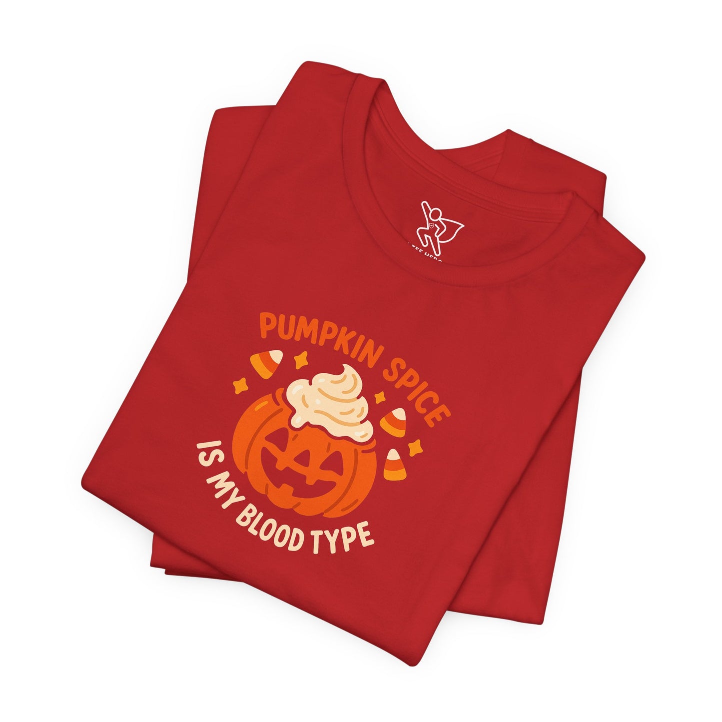 "Pumpkin Spice is My Blood Type" Short Sleeve Tee Fall Fashion, Halloween Shirt, Coffee Lover Gift, Autumn Wardrobe, Seasonal Tee