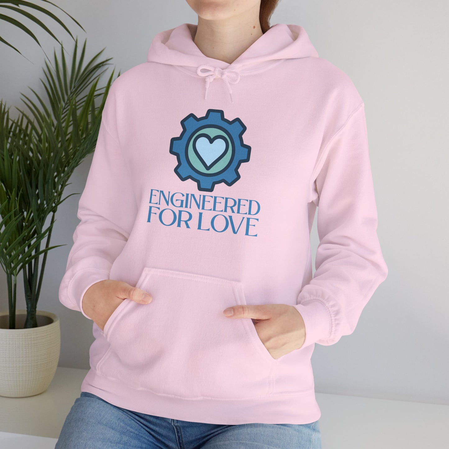 "Engineered for Love" Hoodie Cozy Unisex Sweatshirt, Perfect Gift for Engineers, Valentine's Day, Casual Wear, Birthday Present CW-2 Blue