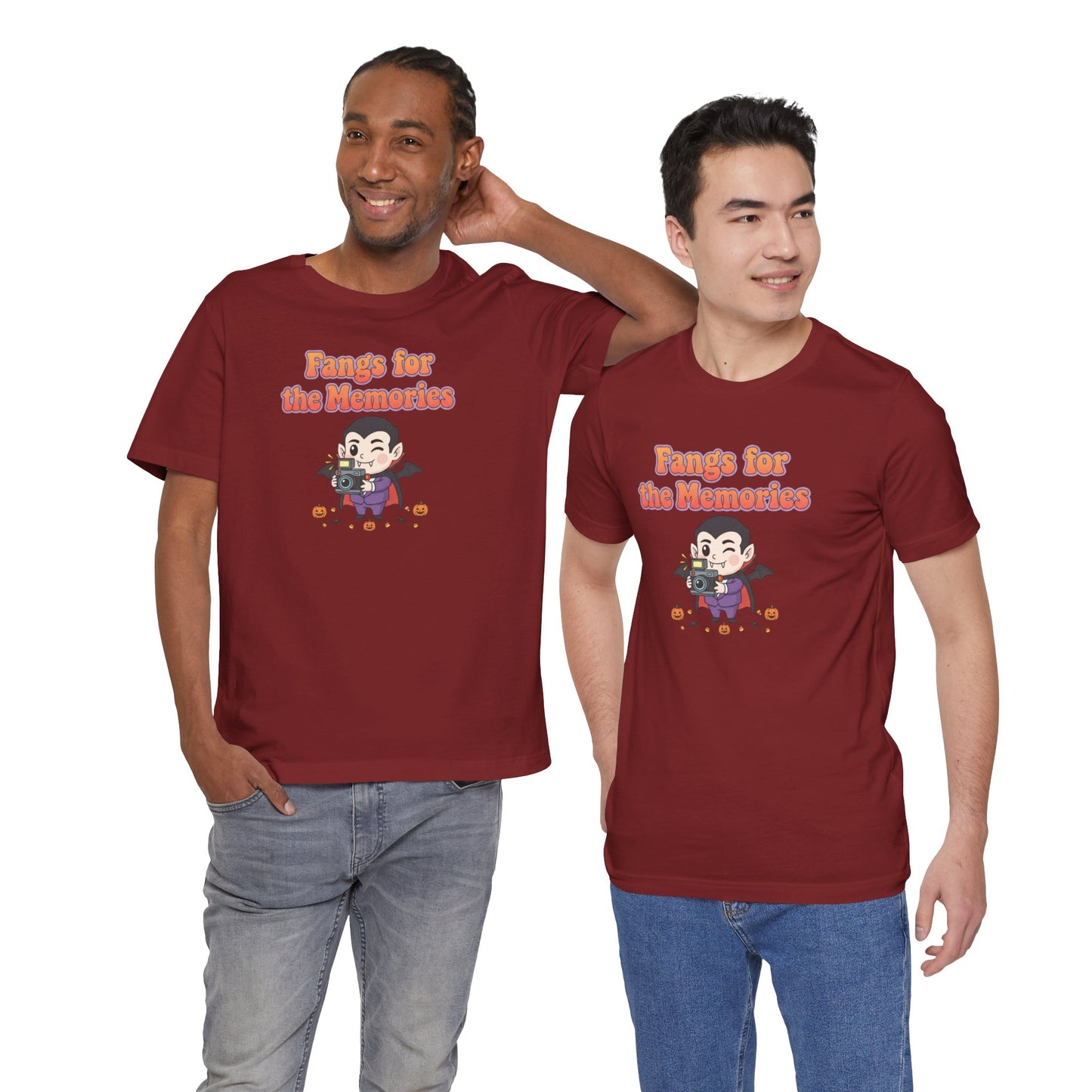 "Fangs for the Memories" Unisex Short Sleeve Shirt, Casual Halloween Outfit, Gift for Spooky Season, Halloween Shirt