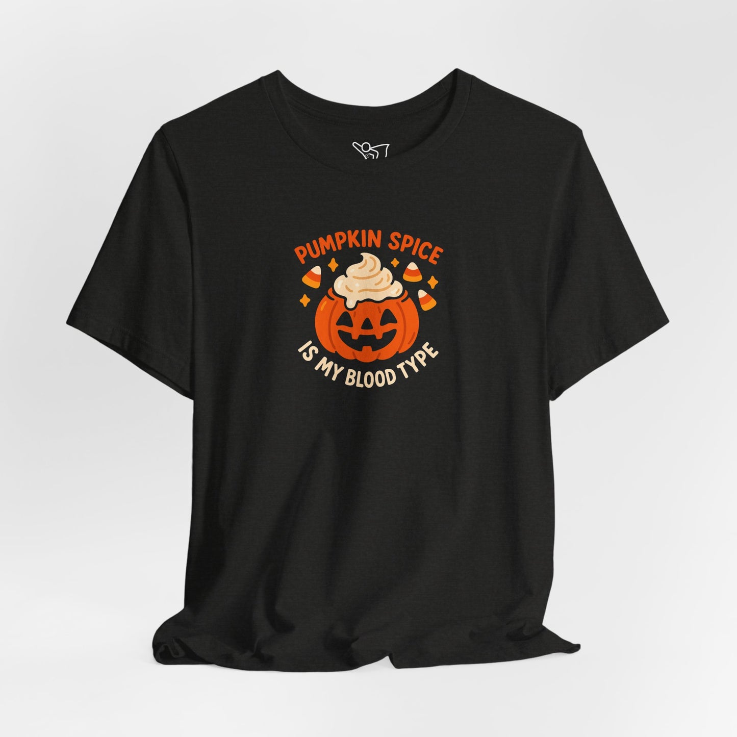 "Pumpkin Spice is My Blood Type" Short Sleeve Tee Fall Fashion, Halloween Shirt, Coffee Lover Gift, Autumn Wardrobe, Seasonal Tee