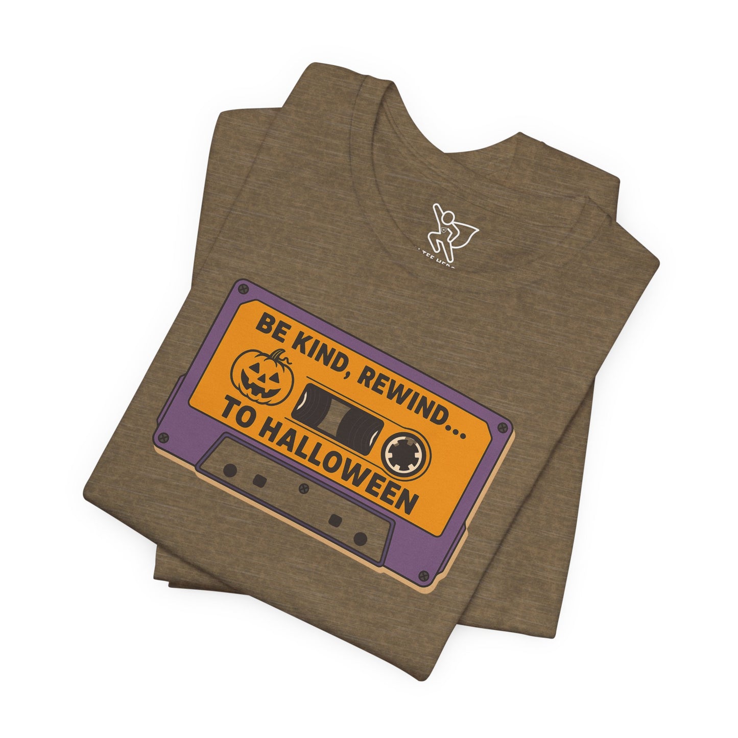 "Be Kind, Rewind to Halloween" T-Shirt, Unisex Casual Wear, Spooky Season Top, Vintage Style Shirt