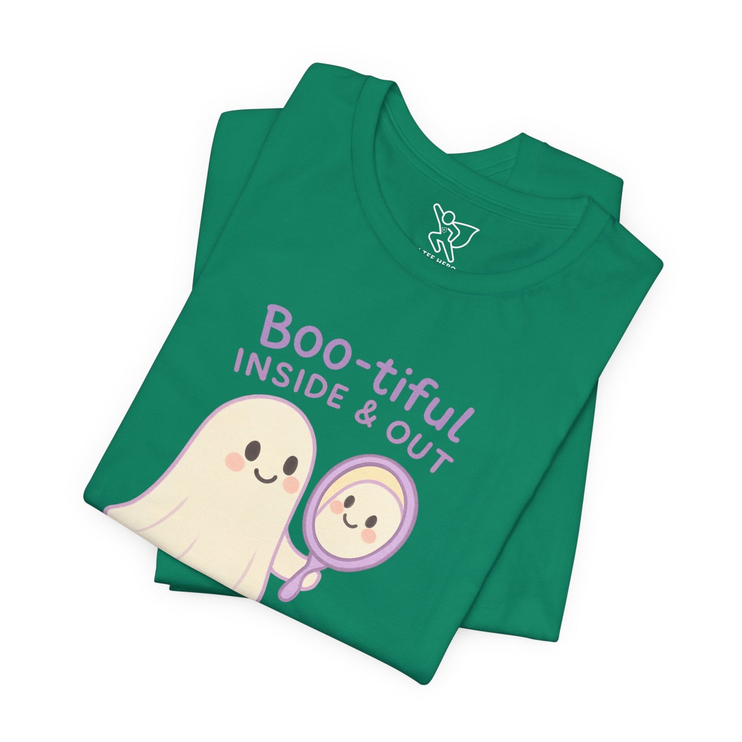 "Boo-tiful Inside Out" Ghost Tee, Cute Halloween Shirt, Unisex Short Sleeve T-Shirt, Fall Apparel, Spooky Vibes, Gift for Halloween Lovers