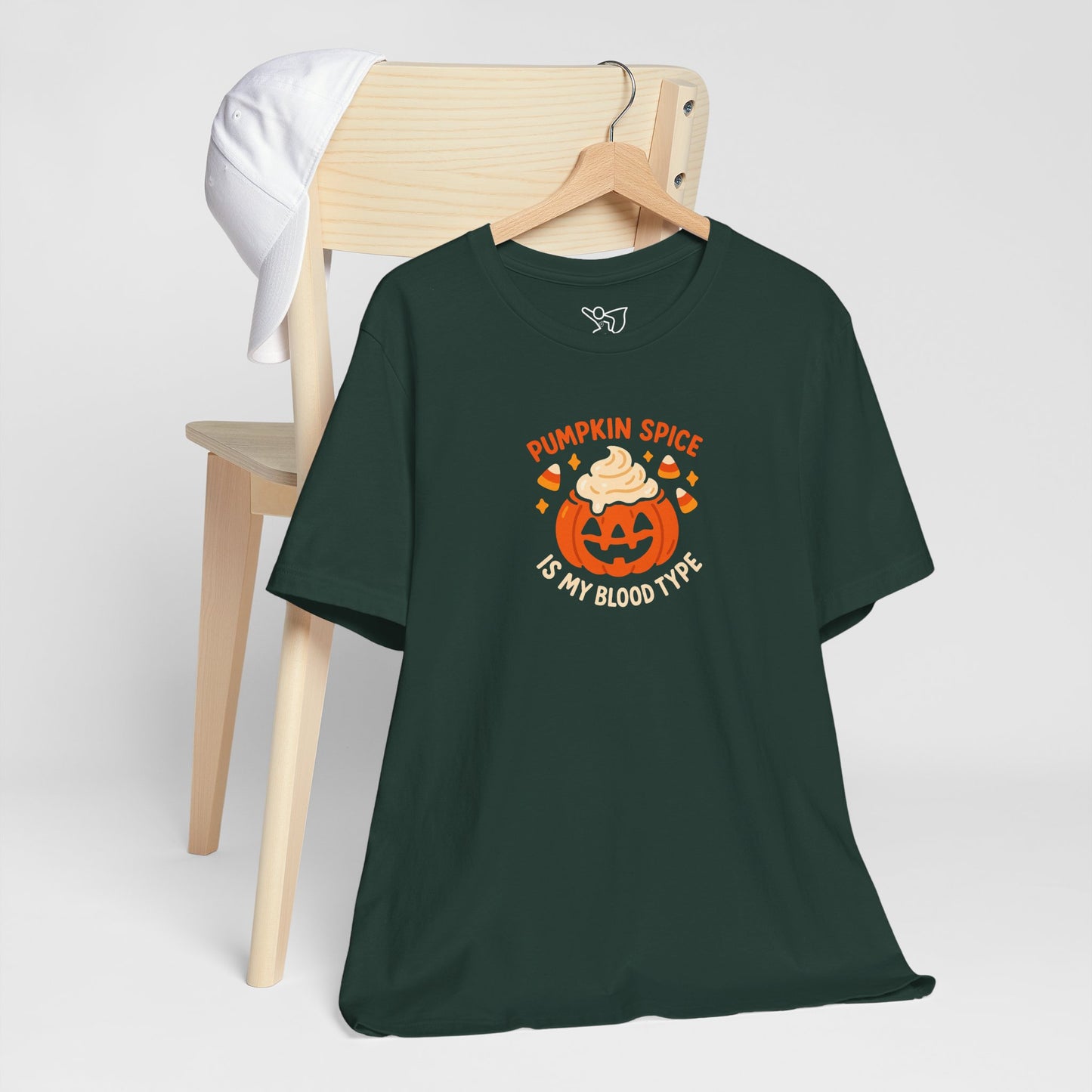 "Pumpkin Spice is My Blood Type" Short Sleeve Tee Fall Fashion, Halloween Shirt, Coffee Lover Gift, Autumn Wardrobe, Seasonal Tee