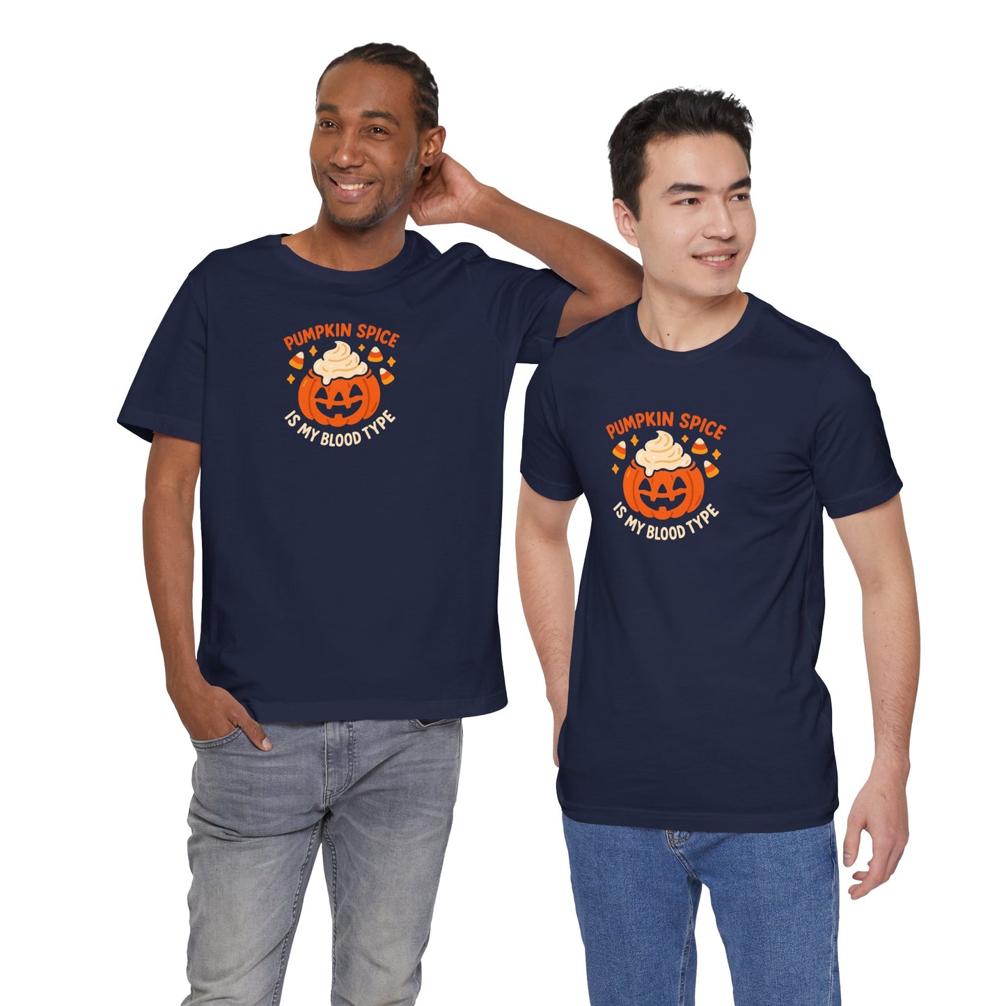 "Pumpkin Spice is My Blood Type" Short Sleeve Tee Fall Fashion, Halloween Shirt, Coffee Lover Gift, Autumn Wardrobe, Seasonal Tee