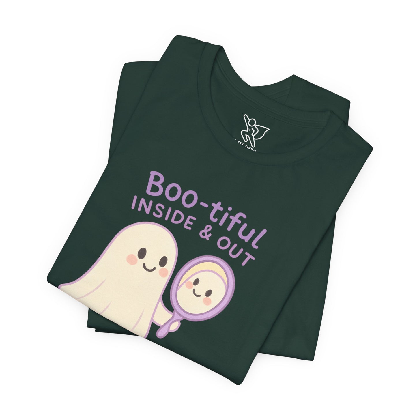 "Boo-tiful Inside Out" Ghost Tee, Cute Halloween Shirt, Unisex Short Sleeve T-Shirt, Fall Apparel, Spooky Vibes, Gift for Halloween Lovers