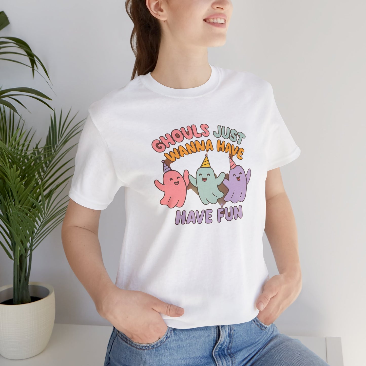 "Ghouls Just Wanna Have Fun" T-Shirt for Halloween, Unisex Graphic Shirt, Cute Ghosts Tee, Casual Wear, Gift for Friends
