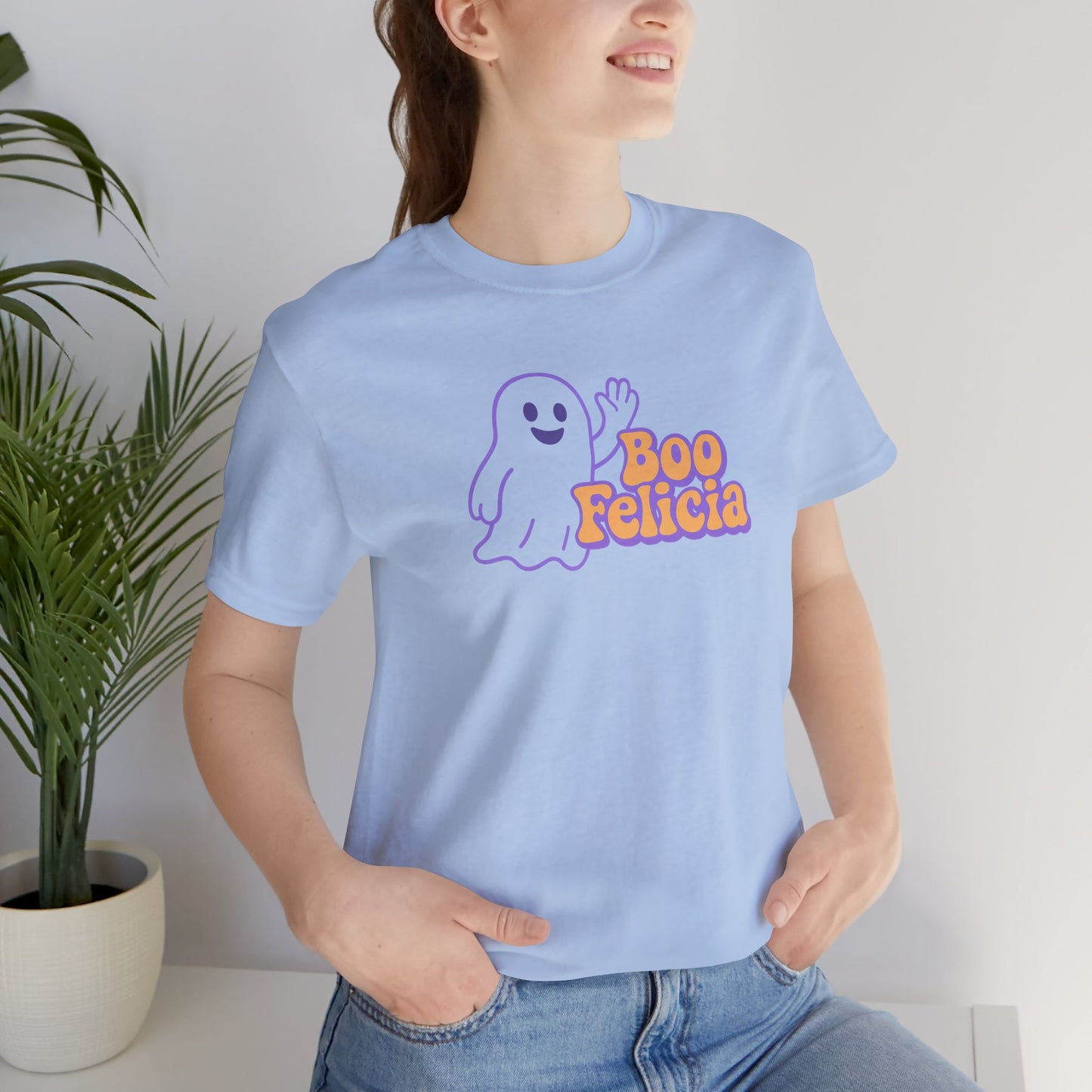 "Boo Felicia Ghost" Unisex Halloween T-Shirt, Spooky Apparel, Fun Gift, Casual Wear, Holiday Shirt