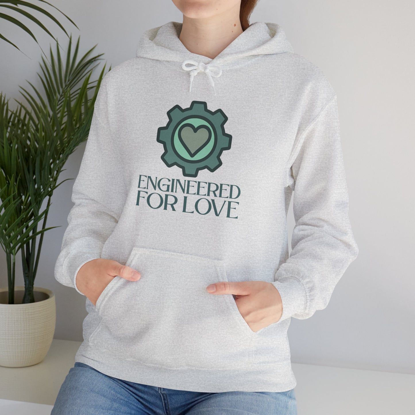 "Engineered for Love" Hoodie Cozy Unisex Sweatshirt, Perfect Gift for Engineers, Valentine's Day, Casual Wear, Birthday Present CW-1 Teal