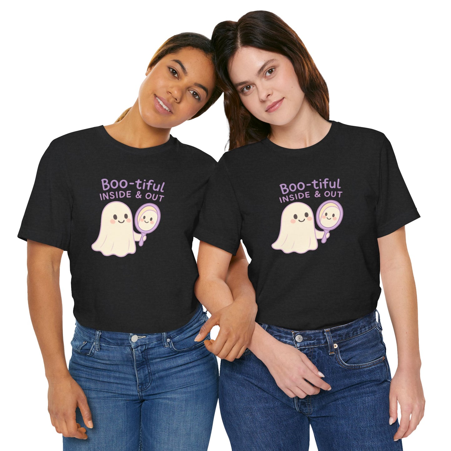 "Boo-tiful Inside Out" Ghost Tee, Cute Halloween Shirt, Unisex Short Sleeve T-Shirt, Fall Apparel, Spooky Vibes, Gift for Halloween Lovers