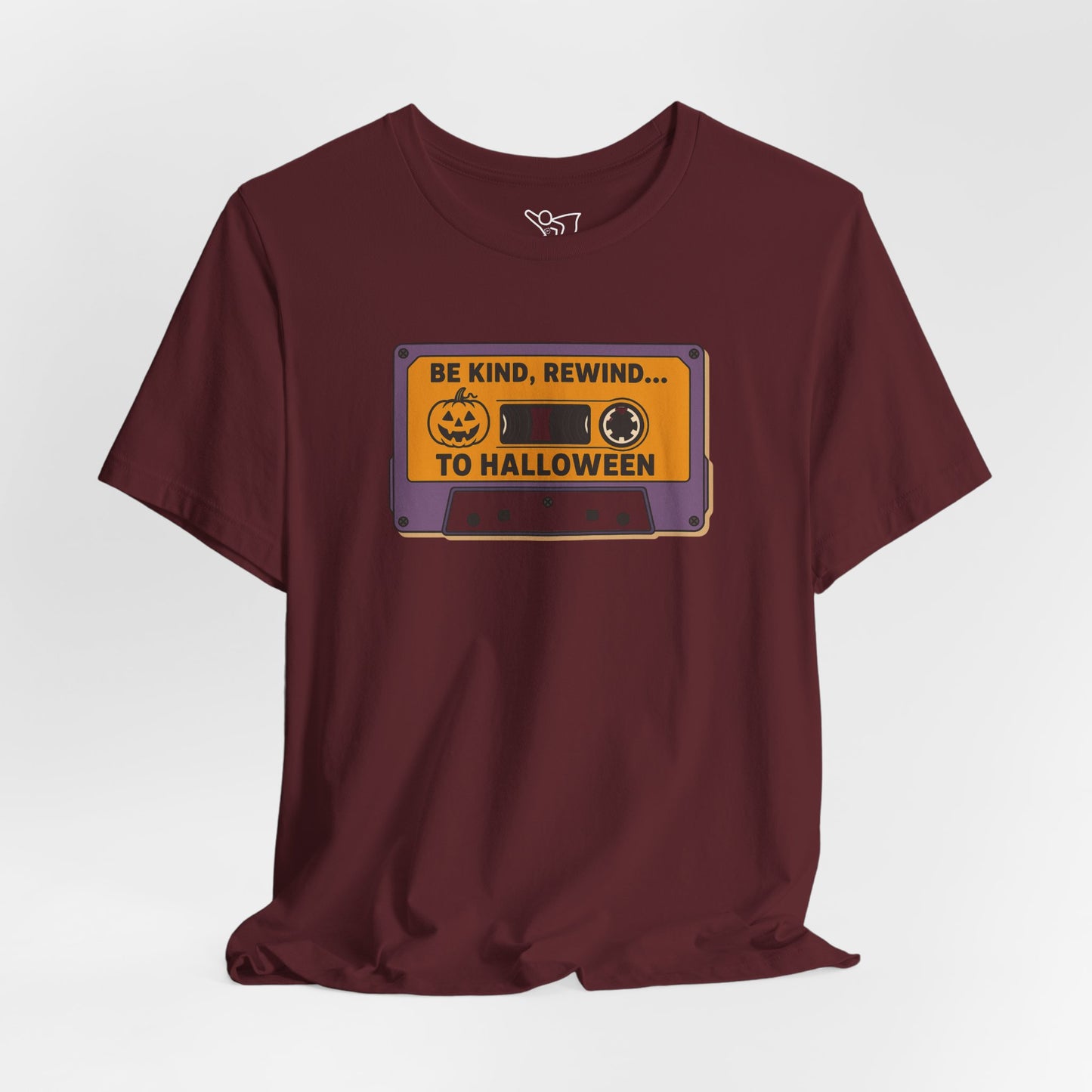 "Be Kind, Rewind to Halloween" T-Shirt, Unisex Casual Wear, Spooky Season Top, Vintage Style Shirt