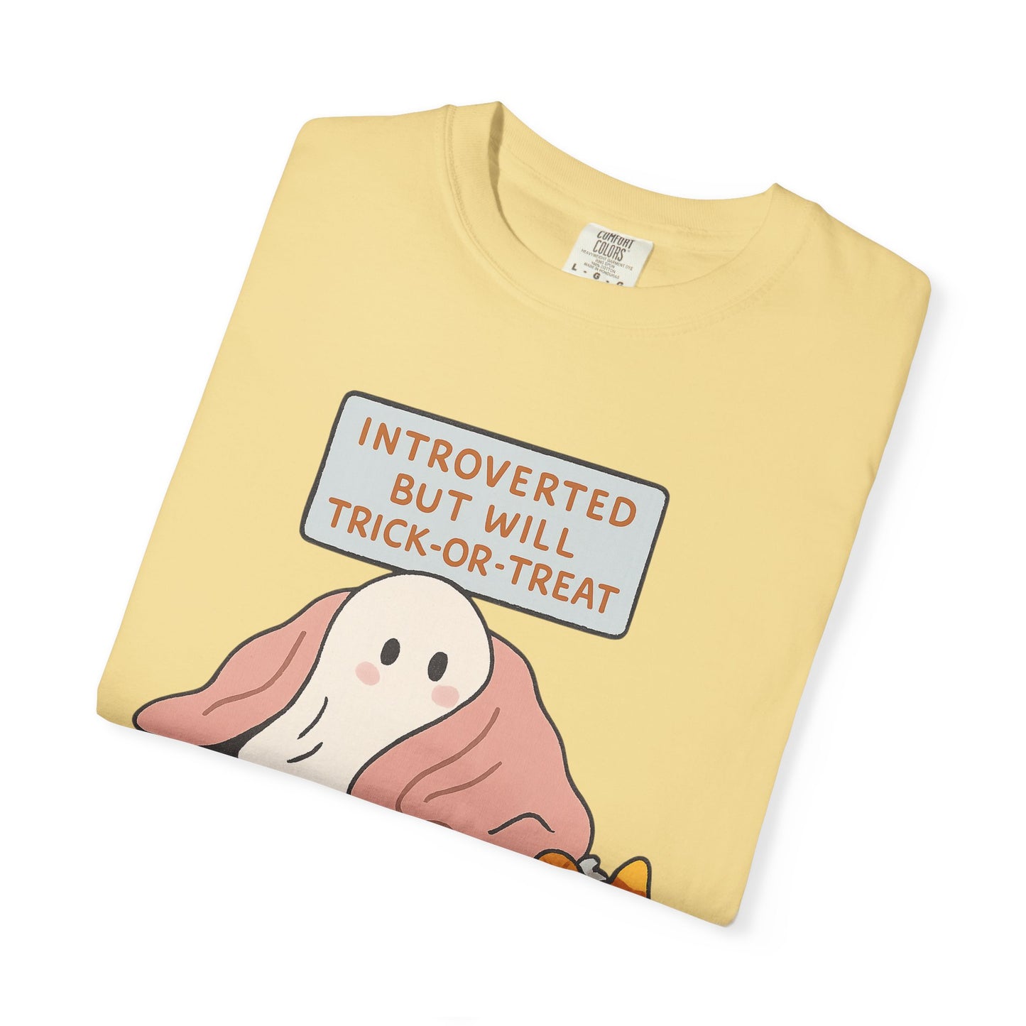 "Introverted But Will Trick or Treat" Unisex Halloween Tee, Funny Trick-or-Treat Shirt, Spooky Season Apparel, Gift for Introverts