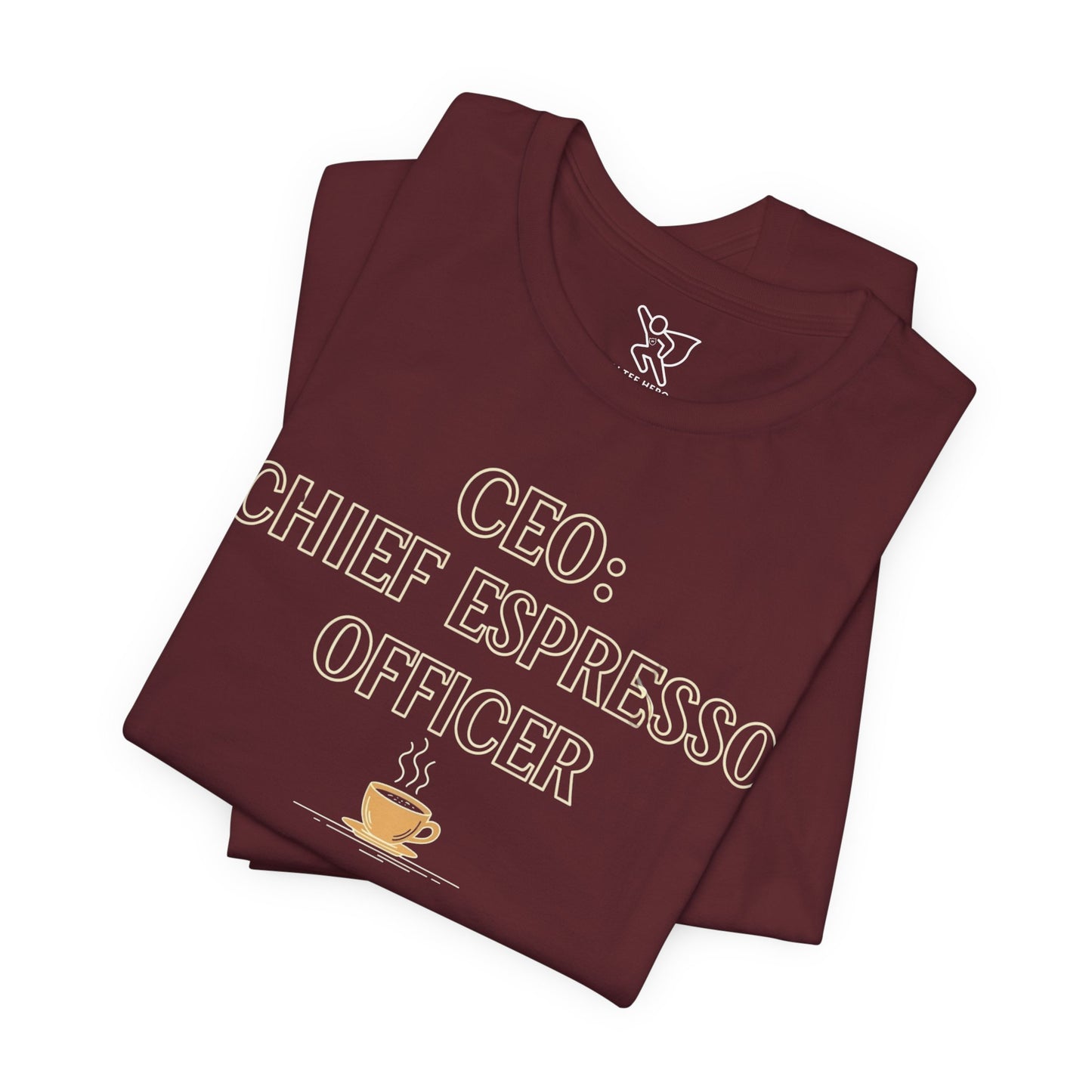 "CEO: Chief Espresso Officer" CW-1 Unisex Jersey T-Shirt for Baristas, Funny Coffee Shirt for Gifts, Perfect for Birthdays, Coffee Shop Outfits