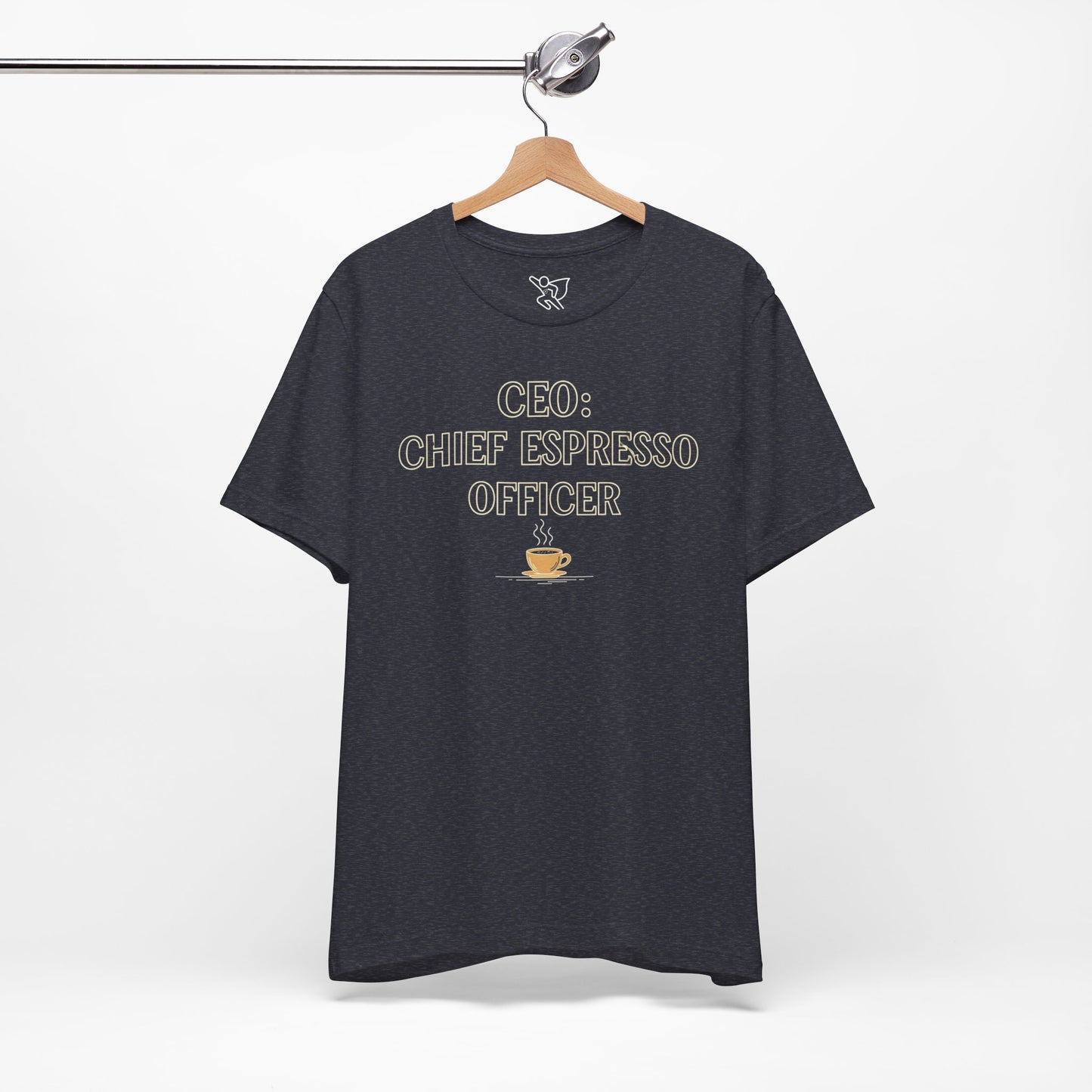 "CEO: Chief Espresso Officer" CW-1 Unisex Jersey T-Shirt for Baristas, Funny Coffee Shirt for Gifts, Perfect for Birthdays, Coffee Shop Outfits