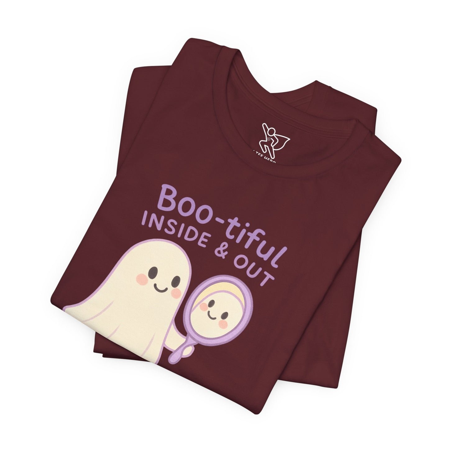 "Boo-tiful Inside Out" Ghost Tee, Cute Halloween Shirt, Unisex Short Sleeve T-Shirt, Fall Apparel, Spooky Vibes, Gift for Halloween Lovers