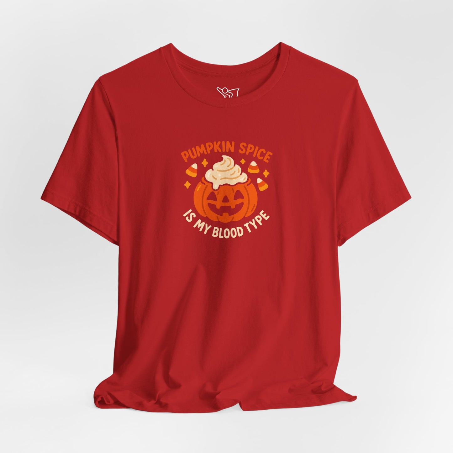 "Pumpkin Spice is My Blood Type" Short Sleeve Tee Fall Fashion, Halloween Shirt, Coffee Lover Gift, Autumn Wardrobe, Seasonal Tee