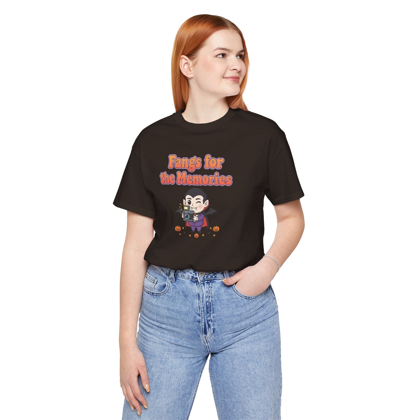 "Fangs for the Memories" Unisex Short Sleeve Shirt, Casual Halloween Outfit, Gift for Spooky Season, Halloween Shirt
