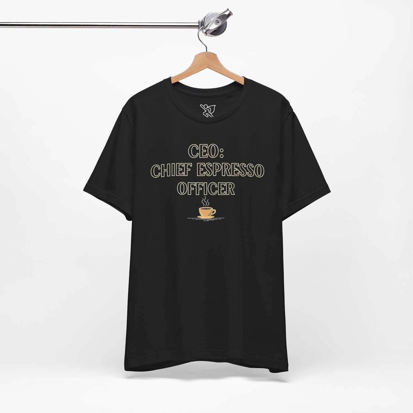 "CEO: Chief Espresso Officer" CW-1 Unisex Jersey T-Shirt for Baristas, Funny Coffee Shirt for Gifts, Perfect for Birthdays, Coffee Shop Outfits