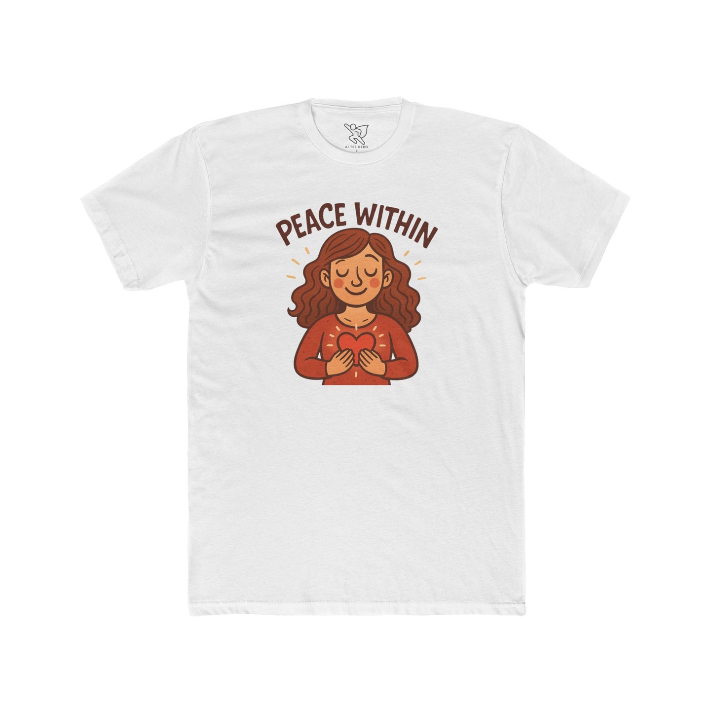 "Peace Within" Unisex Cotton Crew Tee, Relaxed Shirt, Mindfulness Apparel, Gift for Yoga Lovers, Inspirational Clothing - MINDSet Collection