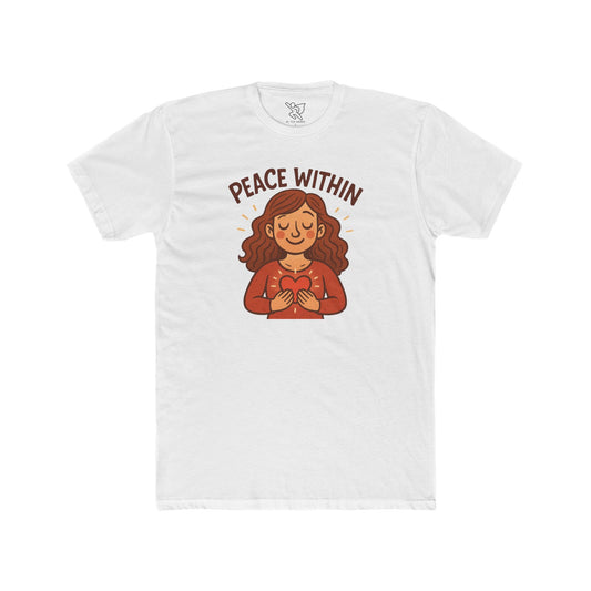 "Peace Within" Unisex Cotton Crew Tee, Relaxed Shirt, Mindfulness Apparel, Gift for Yoga Lovers, Inspirational Clothing - MINDSet Collection