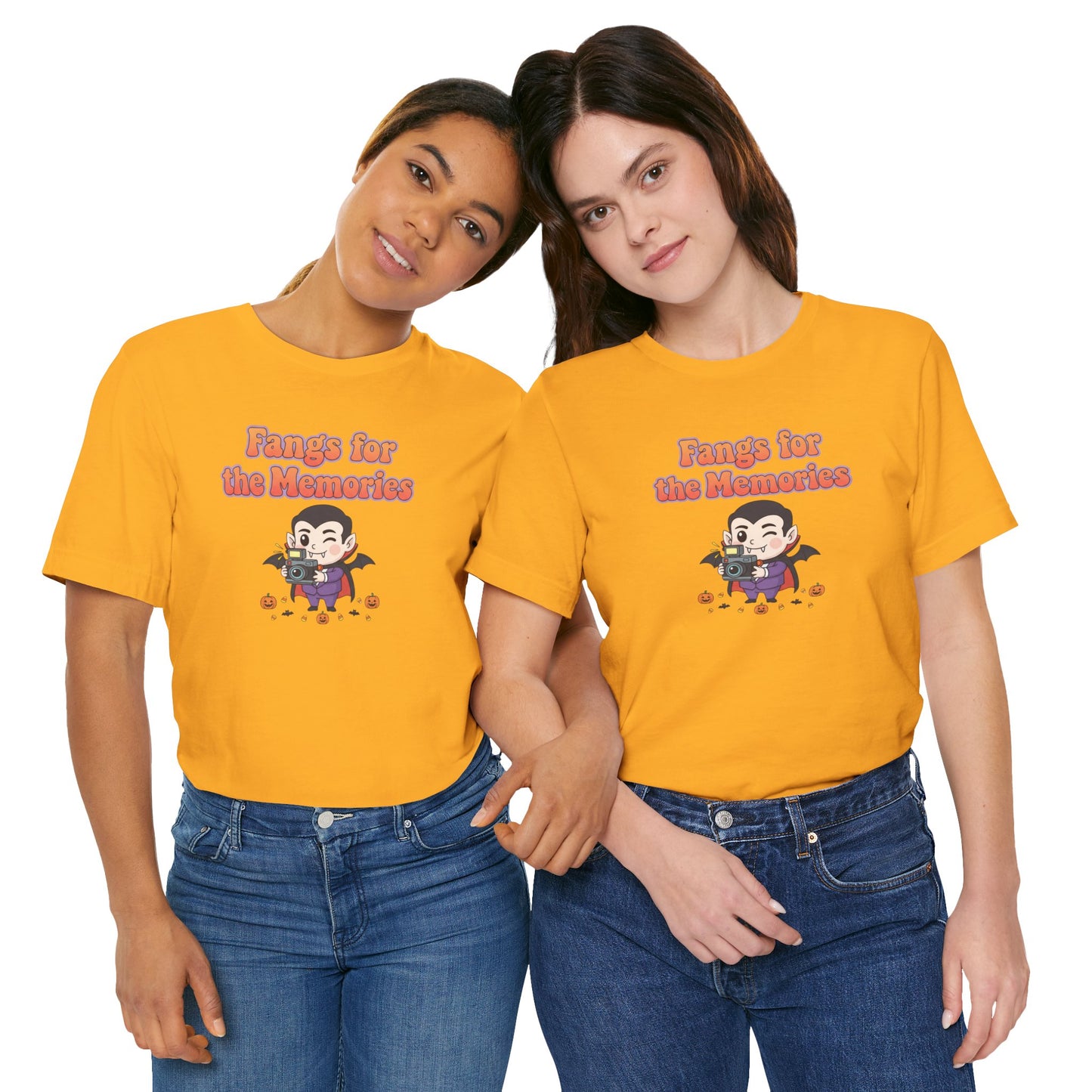 "Fangs for the Memories" Unisex Short Sleeve Shirt, Casual Halloween Outfit, Gift for Spooky Season, Halloween Shirt