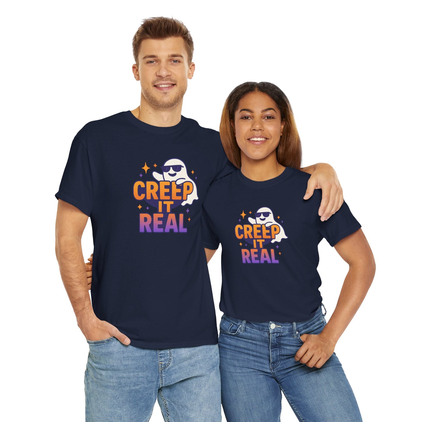 "Creep It Real" Halloween Humor Unisex Graphic Shirt, Ghost Lover Gift, Spooky Season Apparel, Funny Halloween T-Shirt