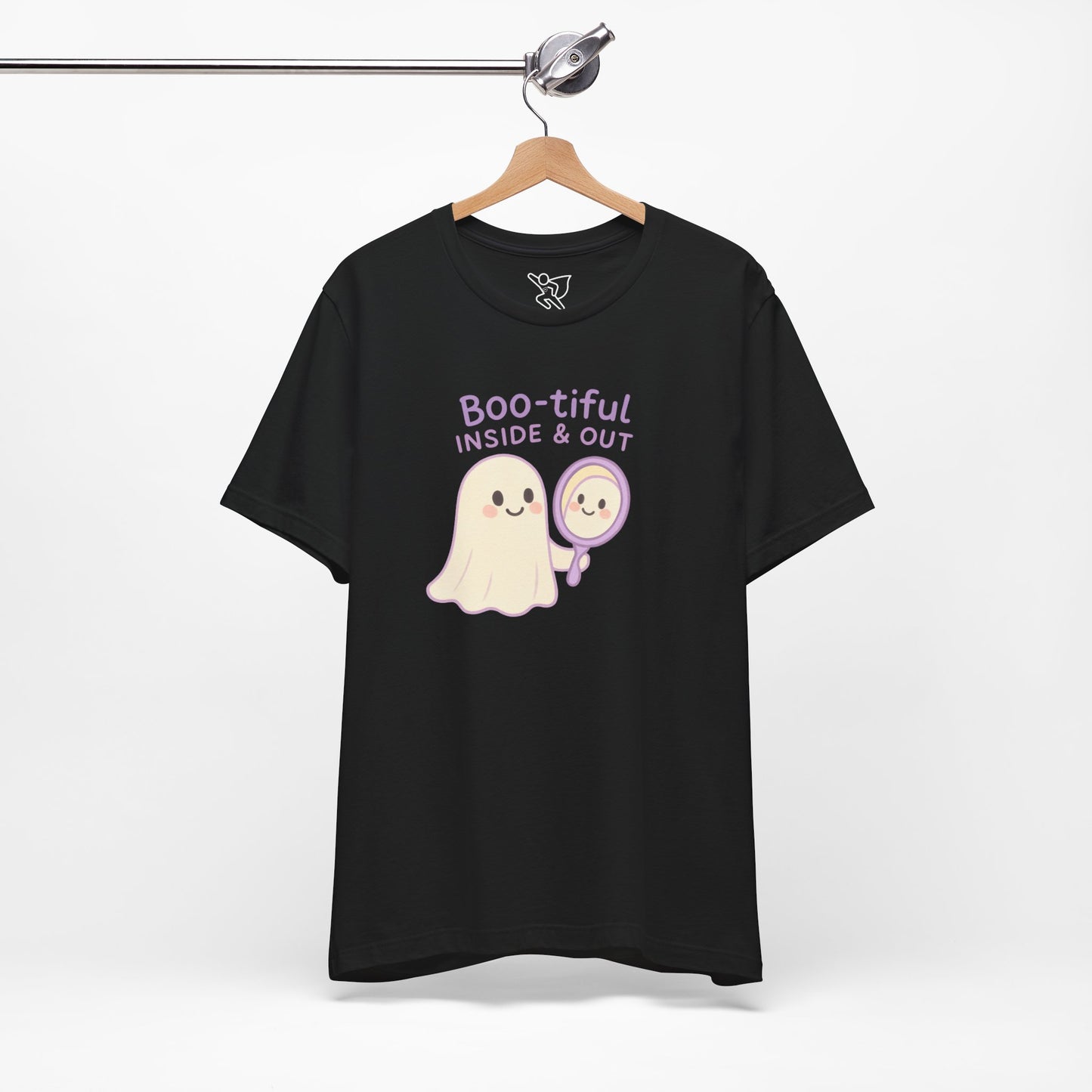 "Boo-tiful Inside Out" Ghost Tee, Cute Halloween Shirt, Unisex Short Sleeve T-Shirt, Fall Apparel, Spooky Vibes, Gift for Halloween Lovers