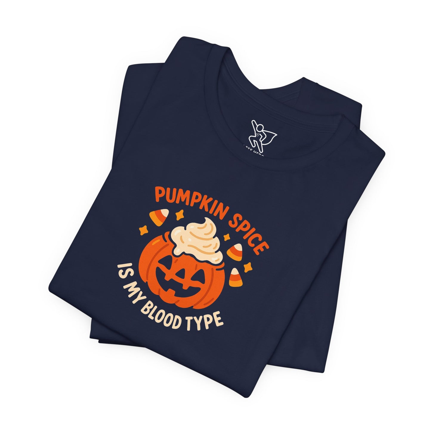"Pumpkin Spice is My Blood Type" Short Sleeve Tee Fall Fashion, Halloween Shirt, Coffee Lover Gift, Autumn Wardrobe, Seasonal Tee