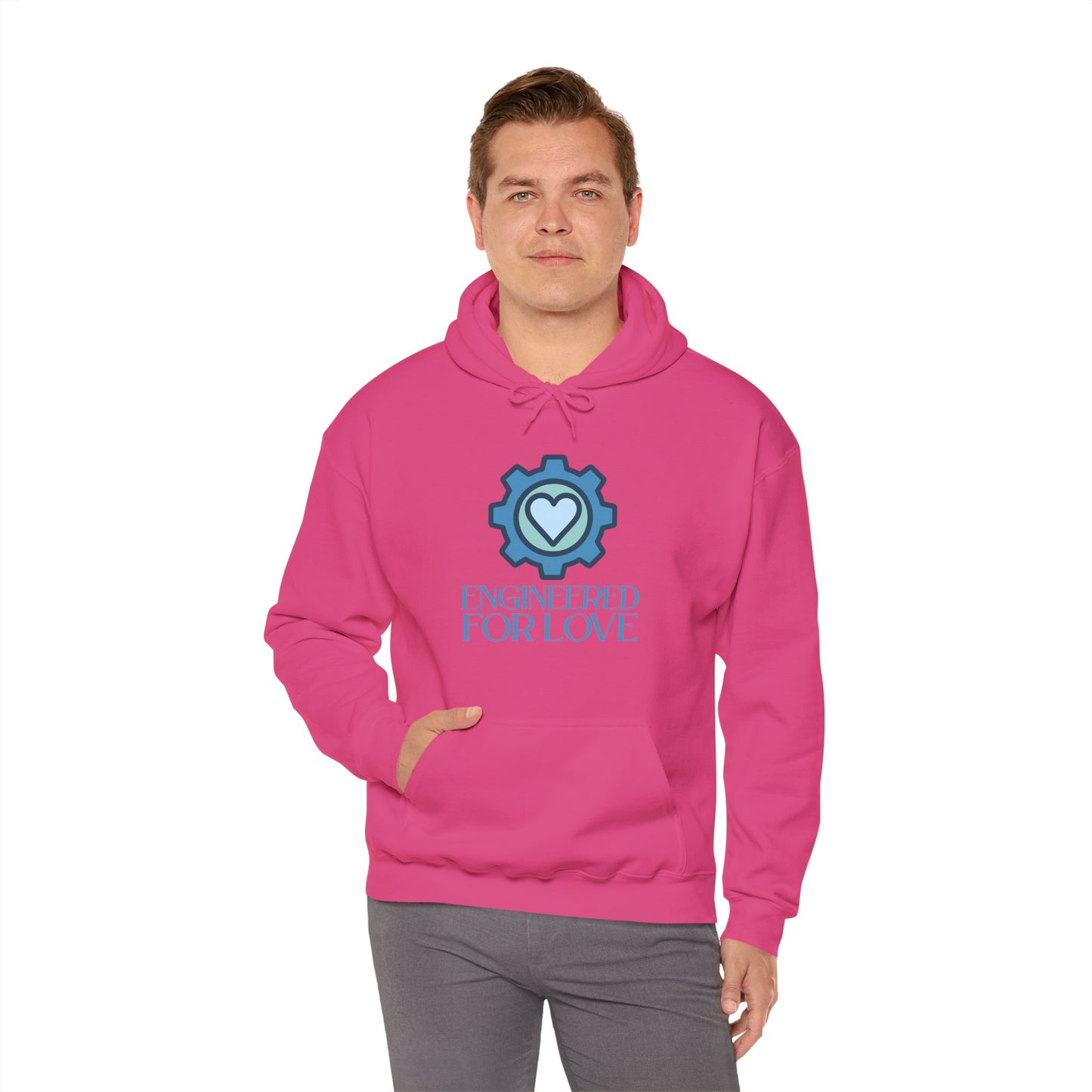 "Engineered for Love" Hoodie Cozy Unisex Sweatshirt, Perfect Gift for Engineers, Valentine's Day, Casual Wear, Birthday Present CW-2 Blue