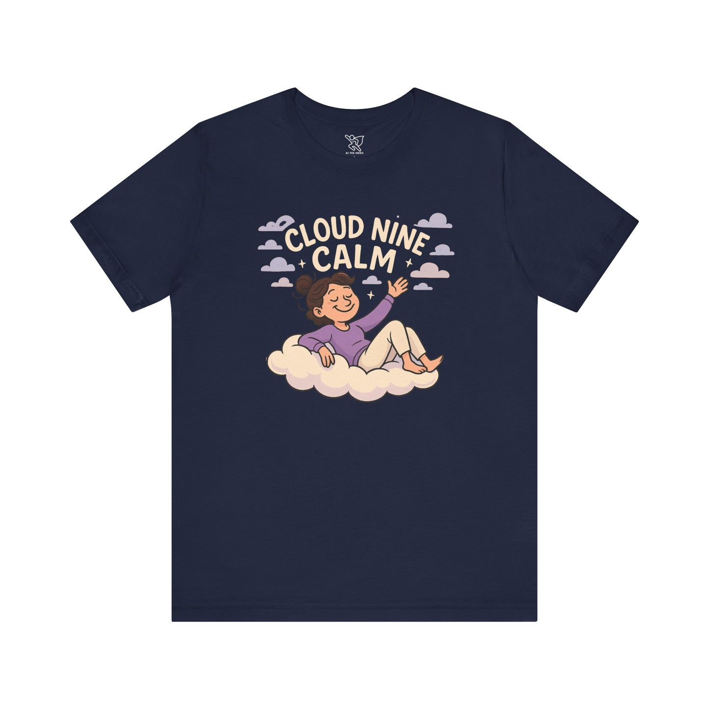 "Cloud Nine Calm" Relaxed Unisex Jersey Short Sleeve T-Shirt, Gift for Mindfulness, Cozy Fashion, Casual Wear, Relaxation Outfit CW-2 Lilac