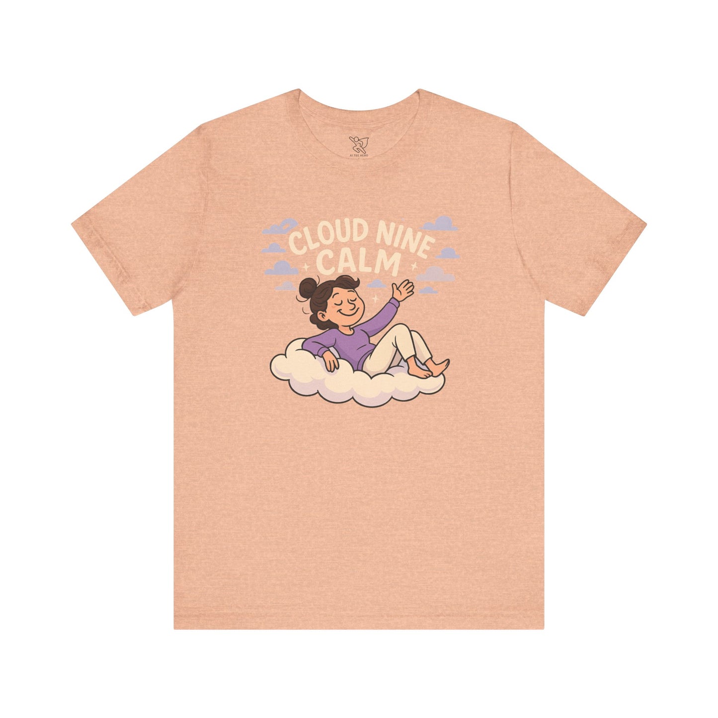 "Cloud Nine Calm" Relaxed Unisex Jersey Short Sleeve T-Shirt, Gift for Mindfulness, Cozy Fashion, Casual Wear, Relaxation Outfit CW-2 Lilac